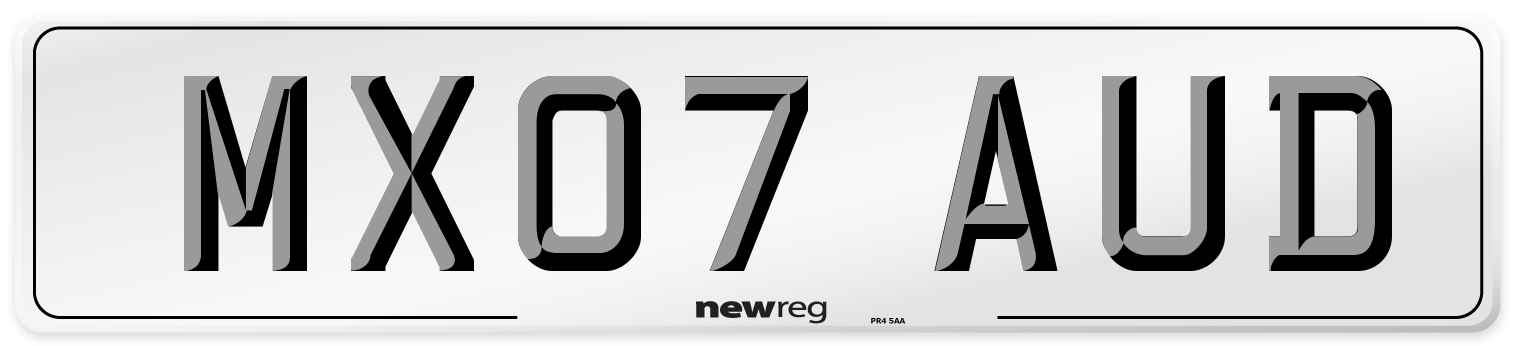 MX07 AUD Number Plate from New Reg